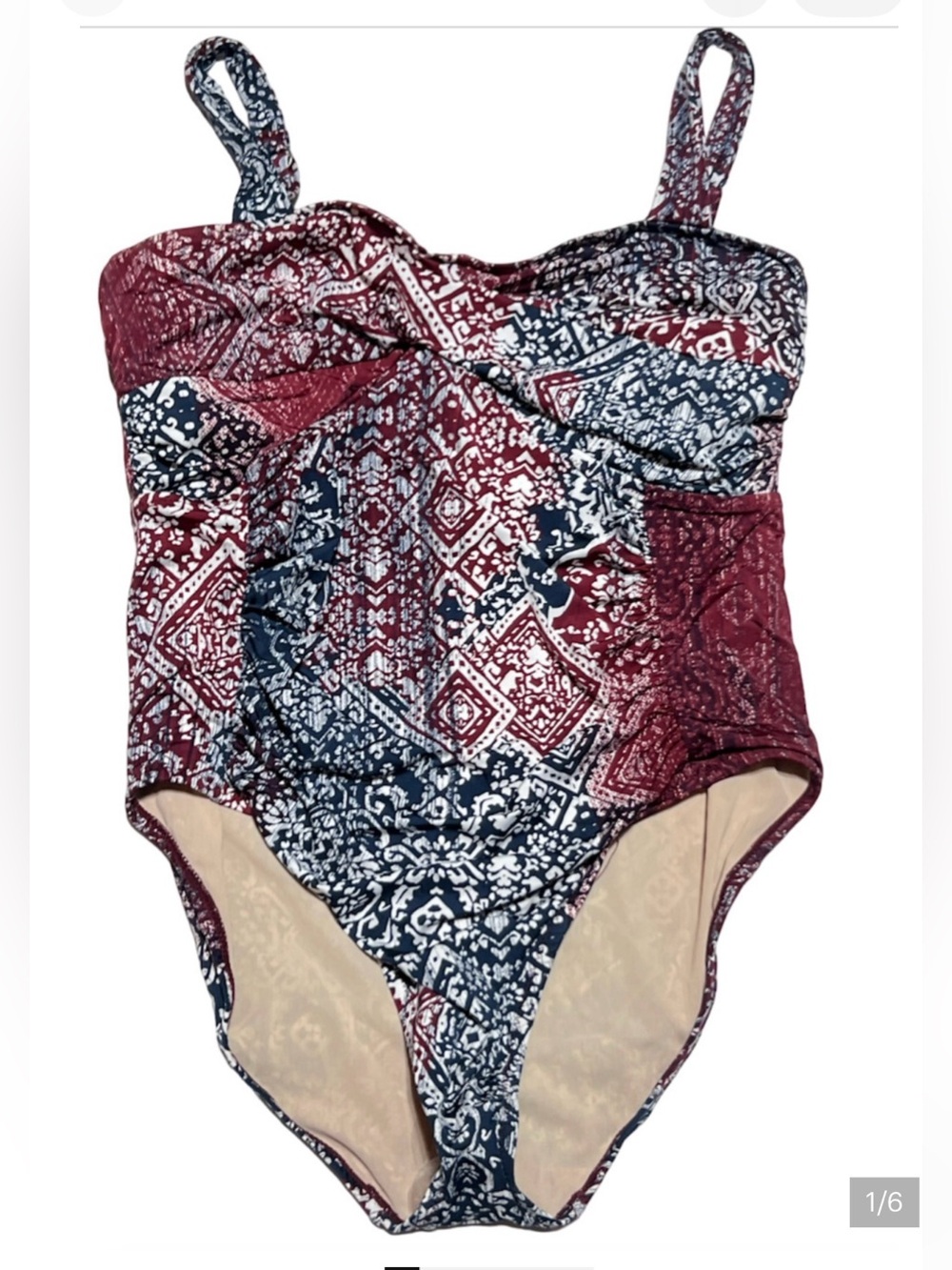 NEW RYLLACE TRIBAL PRINT RUCHED ONE PIECE SWIMSUIT SWIM PLUS SIZE 18